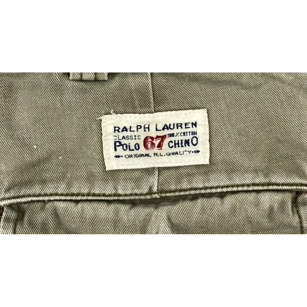 Polo Ralph Lauren 67 Chino Cargo Shorts Green Distressed Men's 35 10